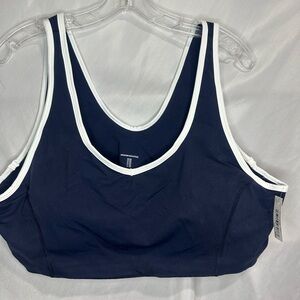 NWT Amazon Essentials Navy and White Sports Bra